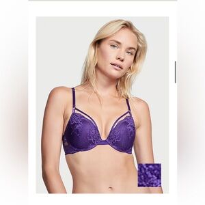 PINK Victoria’s Secret Lace Push-Up bra, 34 A in Brilliant Purple, barely worn